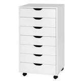 Mobile File Cabinet Model 7D - Wheeled Storage Solution with Seven Drawers in Sleek Black - Ideal for Organized Document Management in Office Spaces