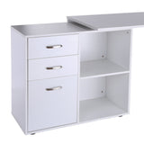 L-Shaped Computer Desk with Drawers and File Cabinet - Spacious Workstation with Storage Shelves for Home Office - Sleek White Design Suitable for Professionals and Students