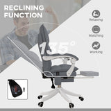 Ergonomic Reclining Office Chair with Vibration Massage and Heat - Faux Leather Desk Chair with Footrest, Armrest, and Plush Double-Tiered Padding, Grey - Comfort for Long Hours at Work