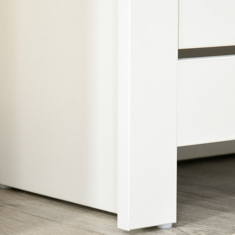 4-Tier Shoe Storage Cabinet - White Organizer with 2 Drawers & 4 Shelves, Durable with Protective Legs - Sleek Design for Hallway or Bedroom Organization