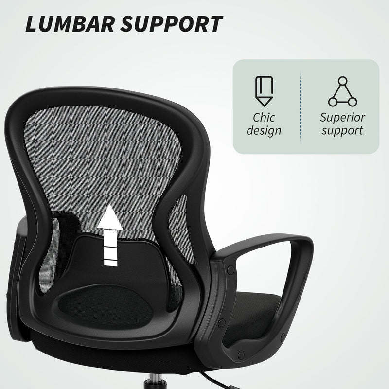Vinsetto Drafting Chair with Adjustable Footrest, Ergonomic Mesh Office Chair with Lumbar Support, Adjustable Height for Standing Desk, Black