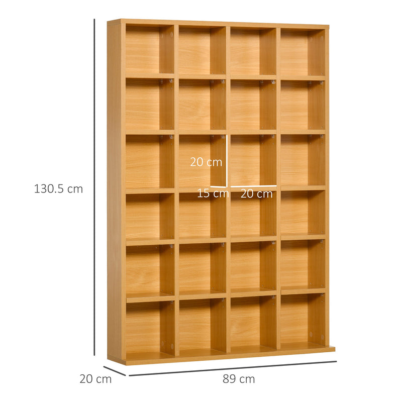 Media Storage Organizer - 480 CD / 312 DVD Capacity Wooden Rack with 4 Adjustable Shelves - Ideal for Bookcase and Display Unit