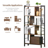Vintage Industrial Storage Shelf - 4-Tier Bookcase & Kitchen Organizer with Metal Frame - Versatile Display Rack for Living Room & Study
