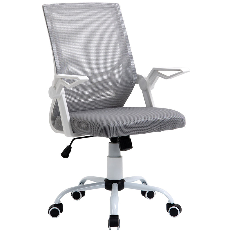 Ergonomic Mesh Swivel Office Chair with Lumbar Support - Adjustable Height Desk Chair with Flip-Up Arms, Grey - Ideal for Home Office Comfort and Posture Improvement