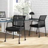 2 Pieces Office Guest Chairs on Wheels-