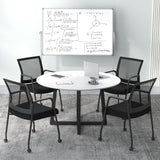 2 Pieces Office Guest Chairs on Wheels-