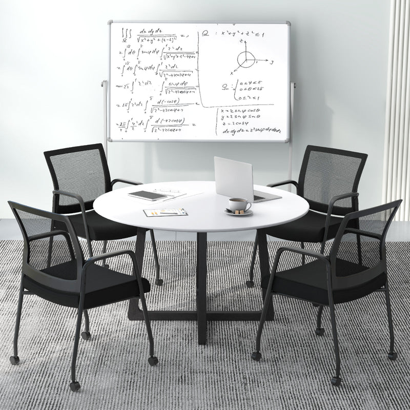 2 Pieces Office Guest Chairs on Wheels-