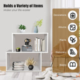 Irregular Design Wooden Bookshelf - 2 Storage Compartments, Perfect for Home or Office Use - Ideal Solution for Organizing Books and More, White Finish