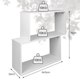 Irregular Design Wooden Bookshelf - 2 Storage Compartments, Perfect for Home or Office Use - Ideal Solution for Organizing Books and More, White Finish