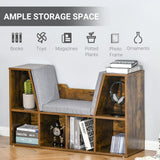 Storage Seat Bookcase - Cushioned Shelf Sideboard for Kids' Reading Nook - Rustic Brown Organizer for Bedroom and Living Room