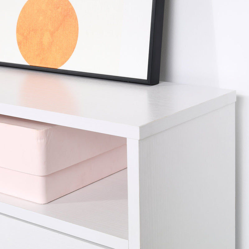 3-Drawer Footwear Organizer - Chipboard Construction in Elegant White - Space-Saving Solution for Shoe Clutter