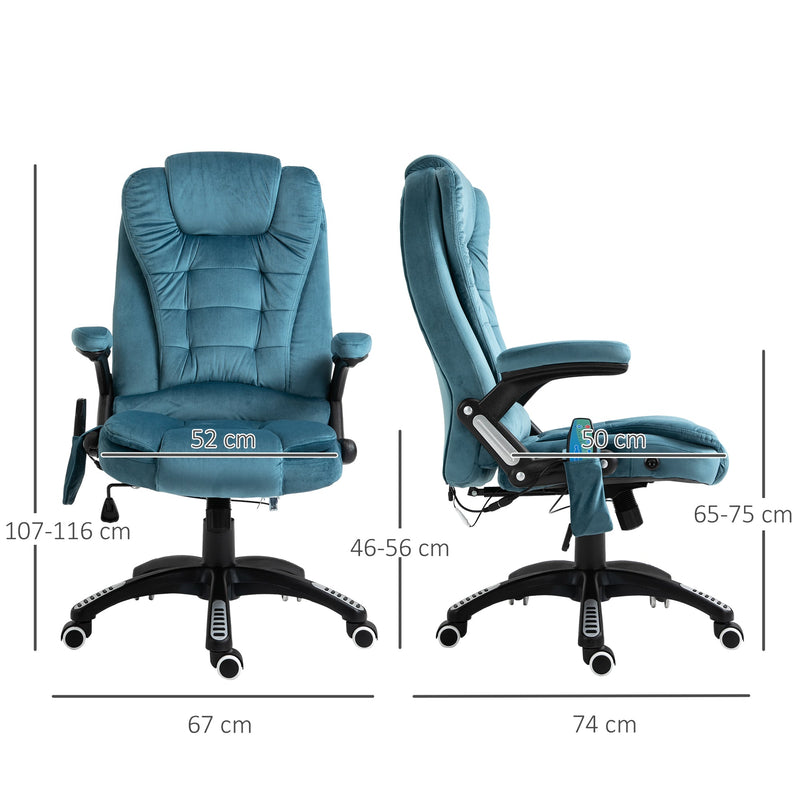 Heated Massage Recliner Chair with Velvet Fabric - 6-Point Vibrating Office Chair, 360° Swivel Base, Plush Comfort - Ideal for Soothing Relaxation & Stress Relief in Workplace or Home