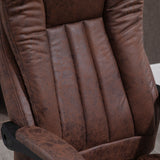 Ergonomic Microfibre Reclining Office Chair with Armrests - Swivel Desk Chair with Wheels and Footrest in Brown - Comfortable Home Office Seating Solution