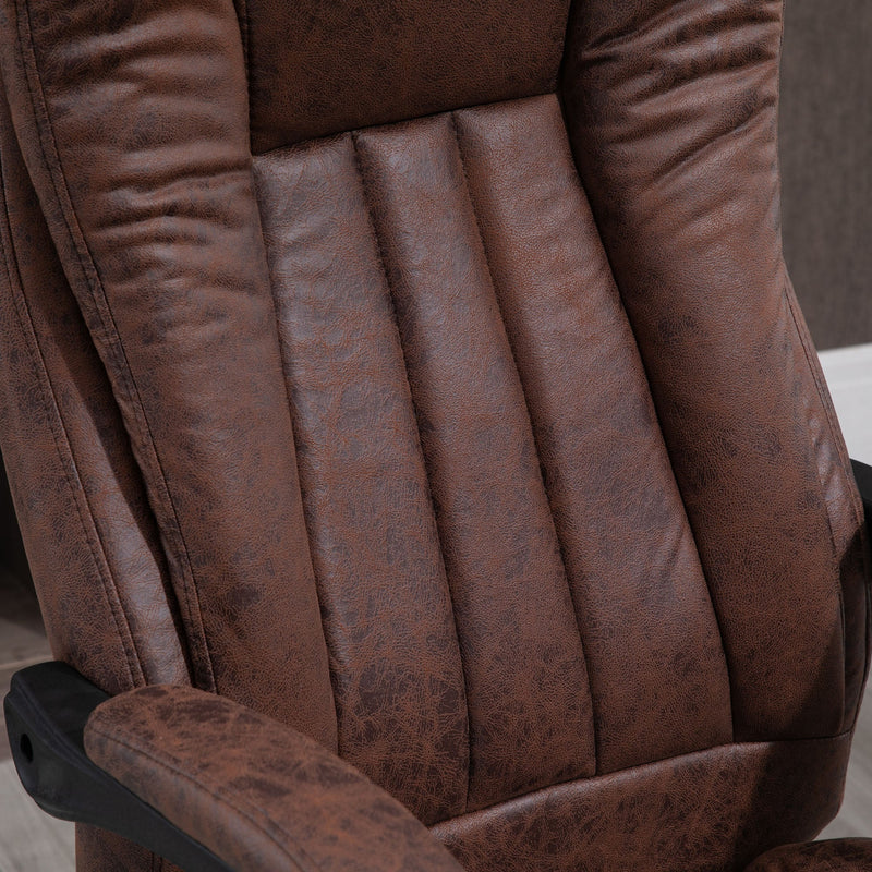 Ergonomic Microfibre Reclining Office Chair with Armrests - Swivel Desk Chair with Wheels and Footrest in Brown - Comfortable Home Office Seating Solution