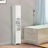 Slim Bathroom Tallboy Cabinet - Freestanding High Storage Unit with Adjustable Shelving and Dual Doors - Space-Saving Organizer for Restroom Essentials