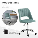 Velvet Swivel Mid-Back Office Chair - Scalloped Edge, Fabric Computer Desk Seat - Ideal for Home Study or Bedroom Decor in Green