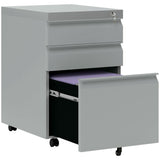 Vinsetto 3 Drawer Filling Cabinet, Mobile Metal File Cabinet with Anti-tilt Design for Letter, A4, Legal Size, Grey | Aosom UK