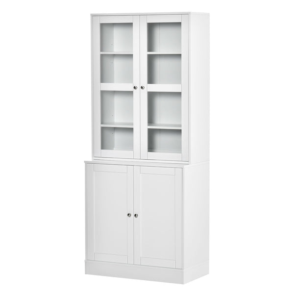 Modern White Bookcase with Doors - Adjustable Display Storage Cabinet for Home & Office - Ideal for Living Room Organization and Study Space