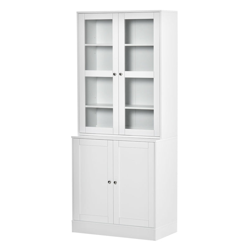 Modern White Bookcase with Doors - Adjustable Display Storage Cabinet for Home & Office - Ideal for Living Room Organization and Study Space