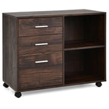 Three-Drawer Construct - Mobile File Cabinet with Open Shelves - Ideal Storage Solution for Offices and Homes