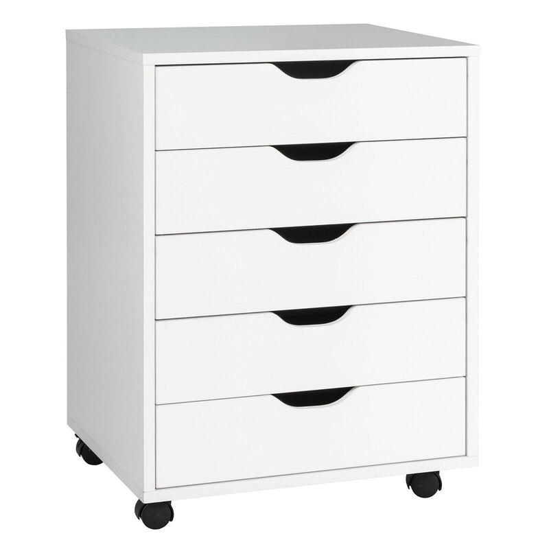 Mobile 5-Drawer Chest - Compact Storage Solution for Home and Office in Sleek Black - Ideal for Organizing Documents and Essentials