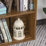 2-Tier Wooden Bookshelf in Walnut - Storage Unit with Shelves and Cupboard - Space-Saving Bookcase for Home and Office Organization