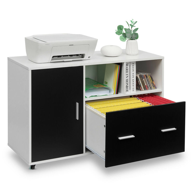 Rolling File Storage and Printer Stand - Equipped with 5 Casters - Ideal Solution for Mobile Office Needs