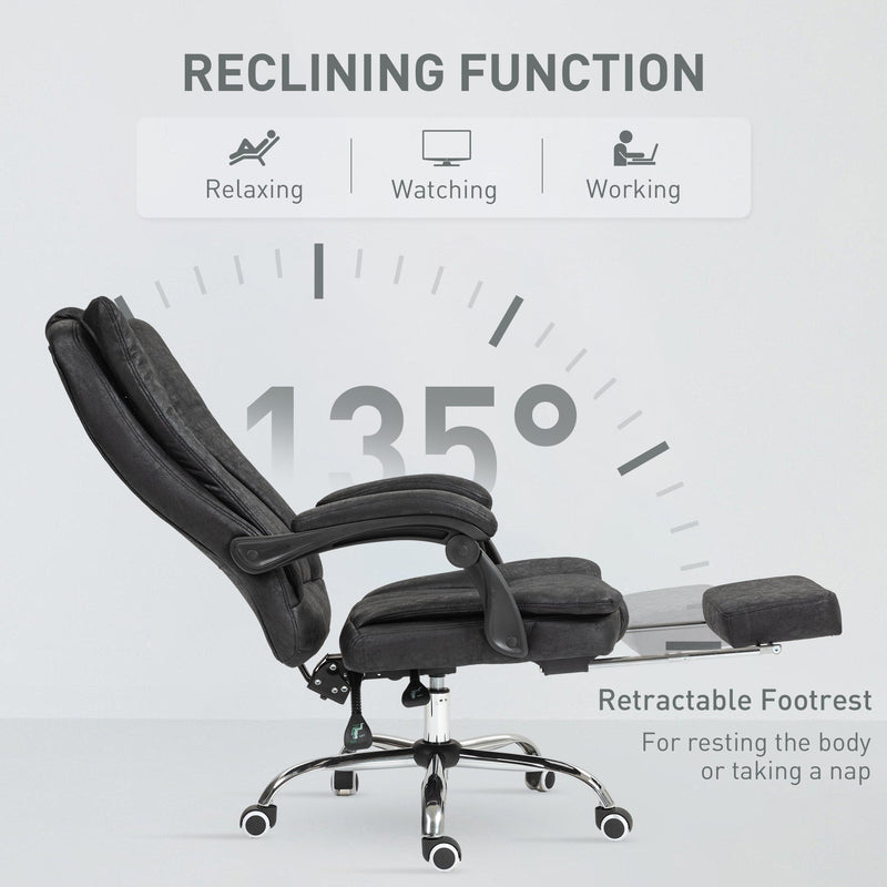 Ergonomic Microfiber Home Office Chair with Reclining Backrest - Armrests and Swivel Casters - Comfortable Desk Chair with Footrest for Long Working Hours