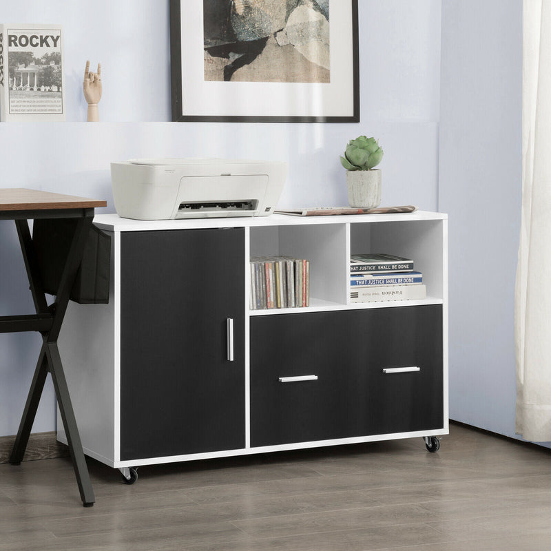 Rolling File Storage and Printer Stand - Equipped with 5 Casters - Ideal Solution for Mobile Office Needs