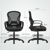 Vinsetto Drafting Chair with Adjustable Footrest, Ergonomic Mesh Office Chair with Lumbar Support, Adjustable Height for Standing Desk, Black