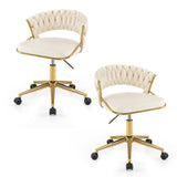 360° Swivel Home Office Desk Chair Set of 2 with Hand-woven Back-