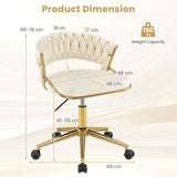360° Swivel Home Office Desk Chair Set of 2 with Hand-woven Back-