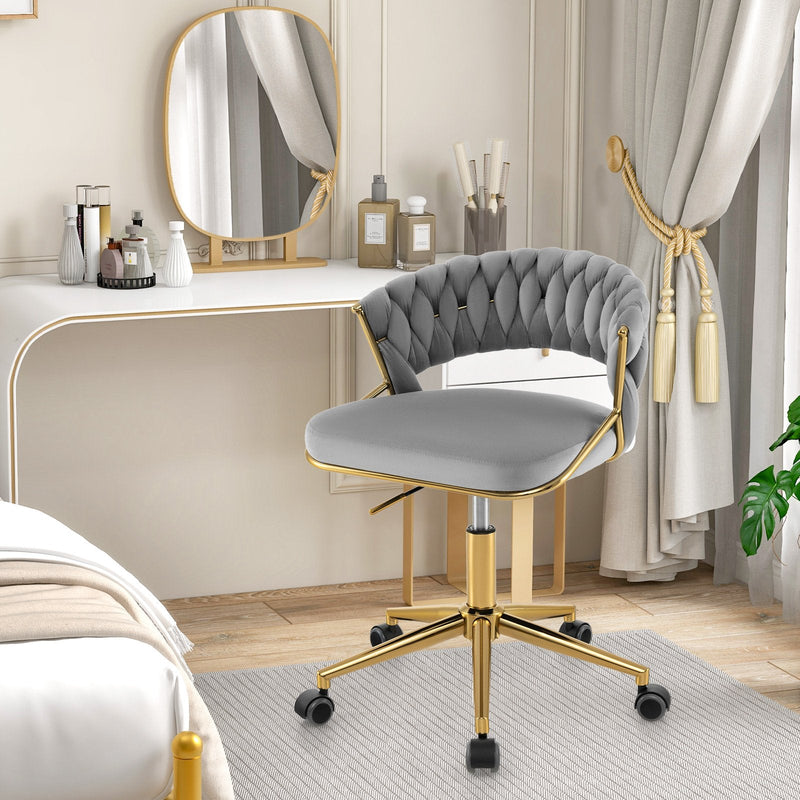 360° Swivel Home Office Desk Chair Set of 2 with Hand-woven Back-