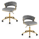 360° Swivel Home Office Desk Chair Set of 2 with Hand-woven Back-