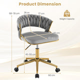 360° Swivel Home Office Desk Chair Set of 2 with Hand-woven Back-