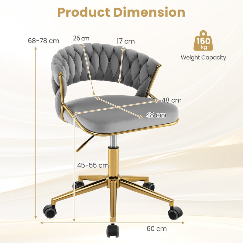 360° Swivel Home Office Desk Chair Set of 2 with Hand-woven Back-
