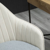 Linen Fabric Leisure Office Chair - Swivel Scallop-Shaped Computer Desk Chair with Wheels - Ideal for Home Study and Bedroom Comfort, Beige