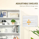 Modern White Bookcase with Doors - Adjustable Display Storage Cabinet for Home & Office - Ideal for Living Room Organization and Study Space