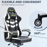 Racing Gaming Chair - Ergonomic Desk Chair with Lumbar Support, Headrest & Swivel Wheels - Comfortable PVC Leather for Home Office Gamers