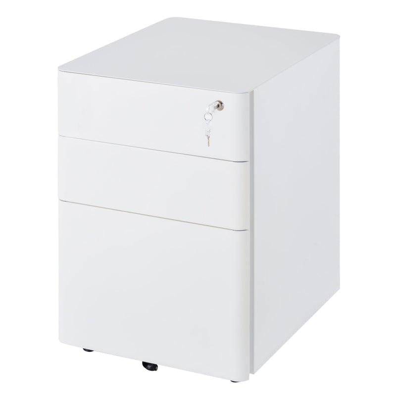 3-Drawer Steel File Cabinet with Lock - Mobile Vertical Filing Storage, Fully Assembled - Secure Organizer for Home Office or Business Documents
