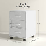HOMCOM 3 Drawer File Cabinet, Mobile Filing Cabinet on Wheels for Home Office, Study, White | Aosom UK