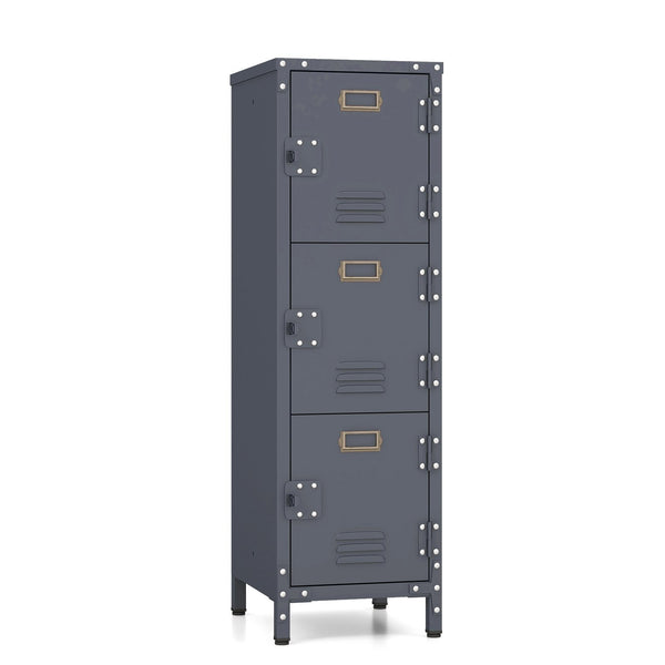 3-Tier Metal Organizer Storage Locker with Lockable Doors and Name Tags