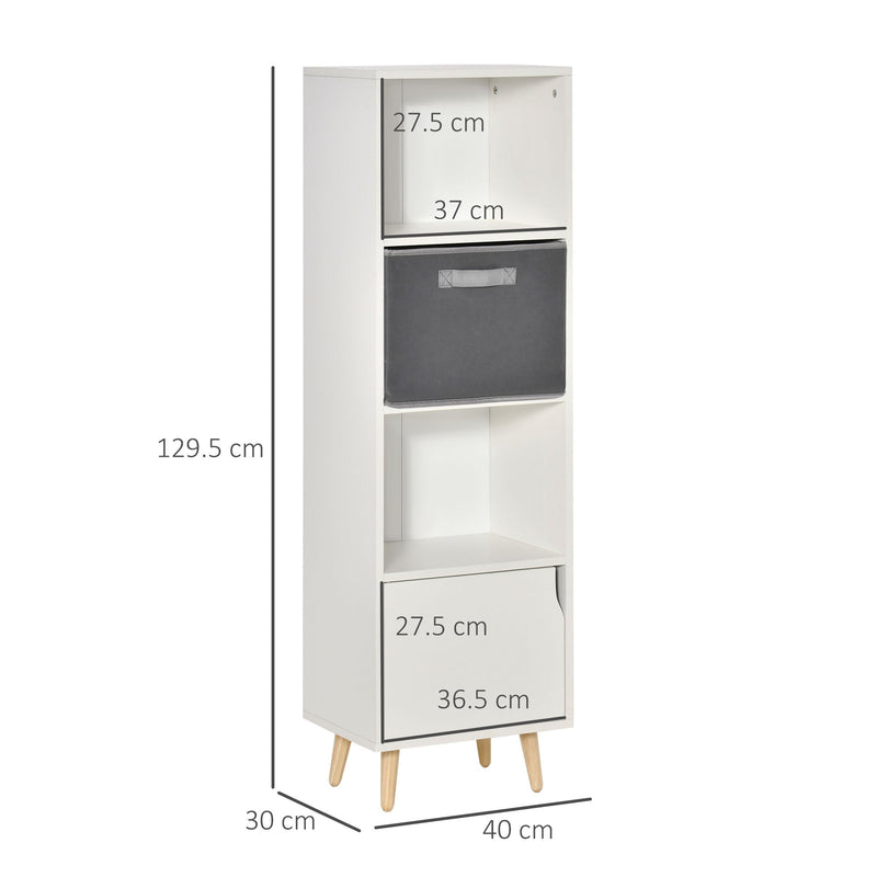 White Wooden Bookcase with Doors - 3-Tier Display Cabinet for Books and Decor - Ideal for Home Office, Living Room, Bedroom, and Study Organization