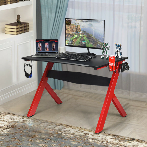 RapidX Gaming Desk - Spacious Computer Desk with Integrated Mouse Mat, Headphone and Controller Racks - Ideal for Enthusiastic Gamers Looking for Organization and Efficiency