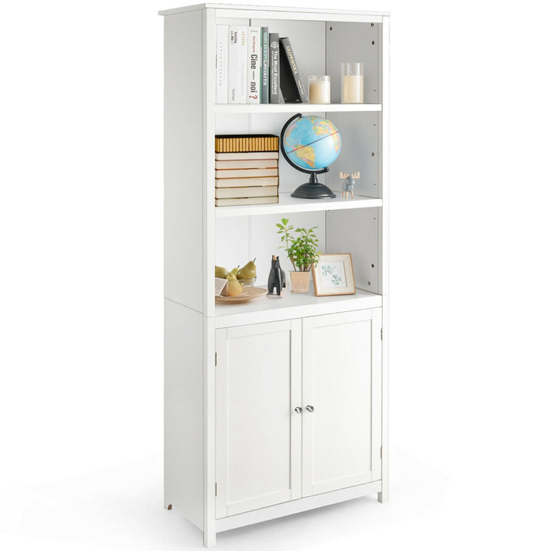 Tall Wooden Bookcase - 3-Tier White Storage Cabinet - Ideal for Organizing Books and Display Décor