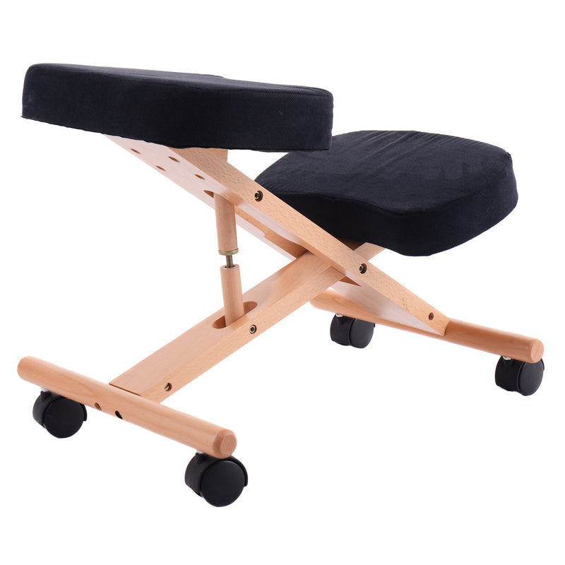 Wooden Orthopaedic Kneeling Stool with Ergonomic Posture Frame in Beige - Ideal for Improving Posture and Easing Back Pain