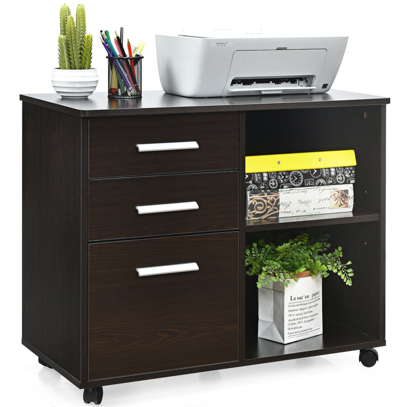 3-Drawer File Cabinet - Hanging Bars for Letter Sized Documents, in Black - Ideal for Organizing Office Paperwork
