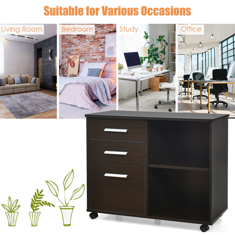 3-Drawer File Cabinet - Hanging Bars for Letter Sized Documents, in Black - Ideal for Organizing Office Paperwork