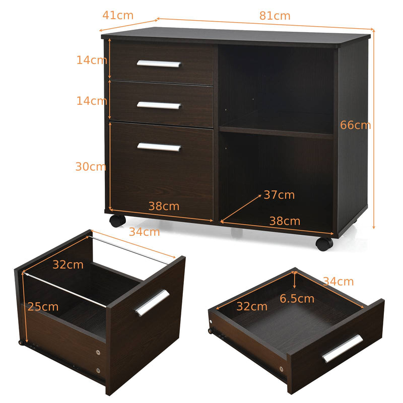 3-Drawer File Cabinet - Hanging Bars for Letter Sized Documents, in Black - Ideal for Organizing Office Paperwork