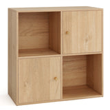 3-Tier Bookshelf with Dual Anti-Tipping Kits and 2 Cabinets-White
